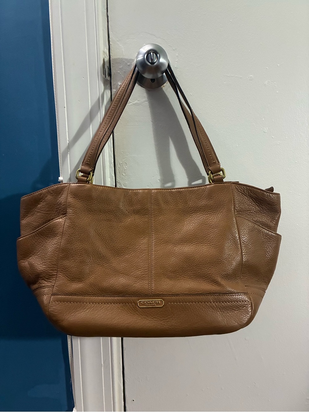 COACH F23284 Tote Bag Smooth Park Leather Carryall British Tan Handbag Purse